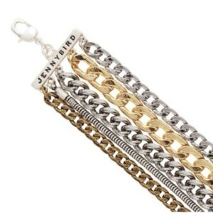 Jenny Bird Austin Cuff Two Tone Mixed Metals Chain Stack Bracelet Silver Gold